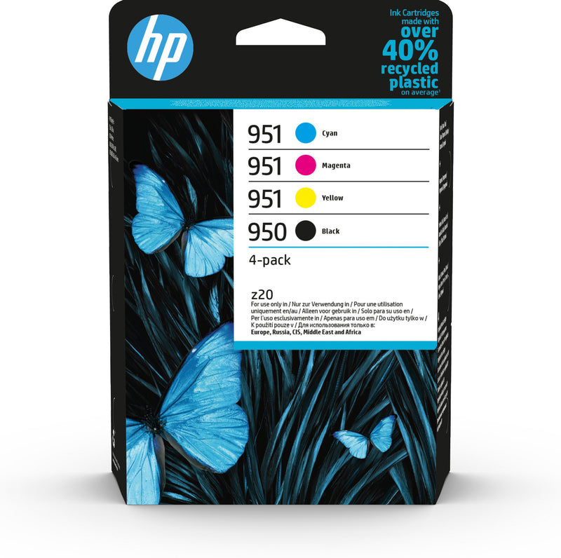 HP 951 4-Pack CMY(3)/950 Black Original Ink Cartridge Combo blækpatron Standard udbytte Sort, Blå, Magenta, Gul