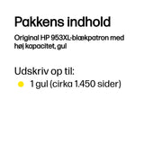 HP 953XL High Yield Yellow Original Ink Cartridge blækpatron 1 stk Højt (XL) udbytte