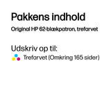 HP 62 Tri-color Original Ink Cartridge blækpatron 1 stk Standard udbytte Blå, Magenta, Gul