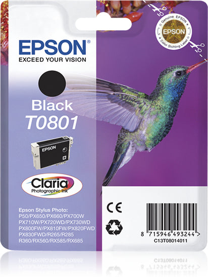 Epson Hummingbird T0801 blækpatron 1 stk Original Sort