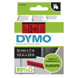 DYMO D1 Standard - Black on Red - 12mm etiketbånd Sort på rød