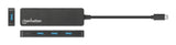 Manhattan 164924 interface hub USB 3.2 Gen 1 (3.1 Gen 1) Type-C 5000 Mbit/s Sort