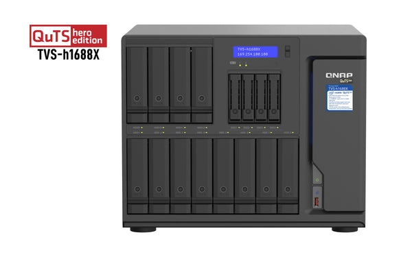 QNAP TVS-h1688X NAS Tower Intel® Xeon® W-1250 32 GB DDR4 0 TB QuTS hero Sort