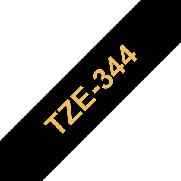 Brother TZE-344 etiketbånd Guld på sort