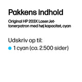 HP 203X High Yield Cyan Original LaserJet Toner Cartridge tonerpatron 1 stk Blå