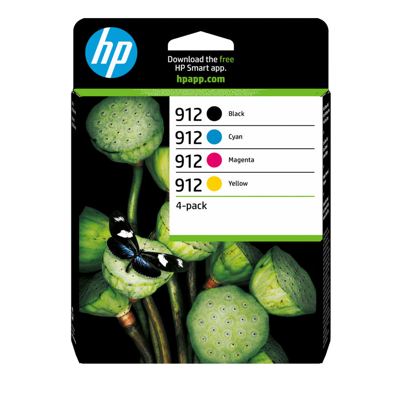 HP 912 4-Pack CMYK(4) Original Ink Cartridge Combo blækpatron Standard udbytte Sort, Blå, Magenta, Gul