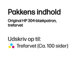 HP 304 Tri-color Original Ink Cartridge blækpatron 1 stk Standard udbytte Blå, Magenta, Gul