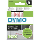 DYMO D1 Standard - Red on White - 12mm etiketbånd Rød på hvid