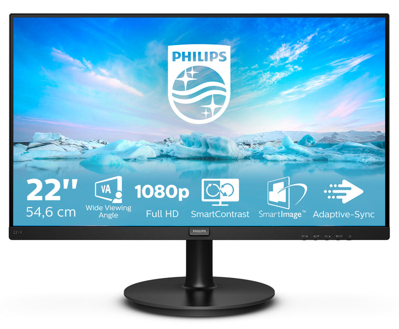 Philips V Line 221V8A/00 computerskærm 54,6 cm (21.5") 1920 x 1080 pixel Fuld HD LED Sort