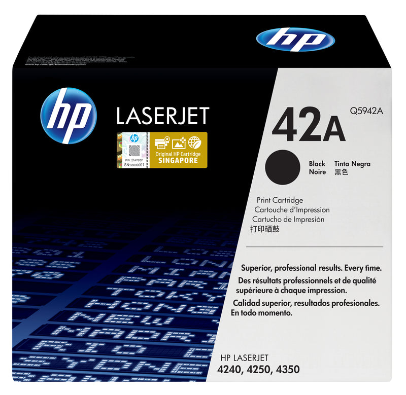 HP 42A Black Original LaserJet Toner Cartridge tonerpatron 1 stk
