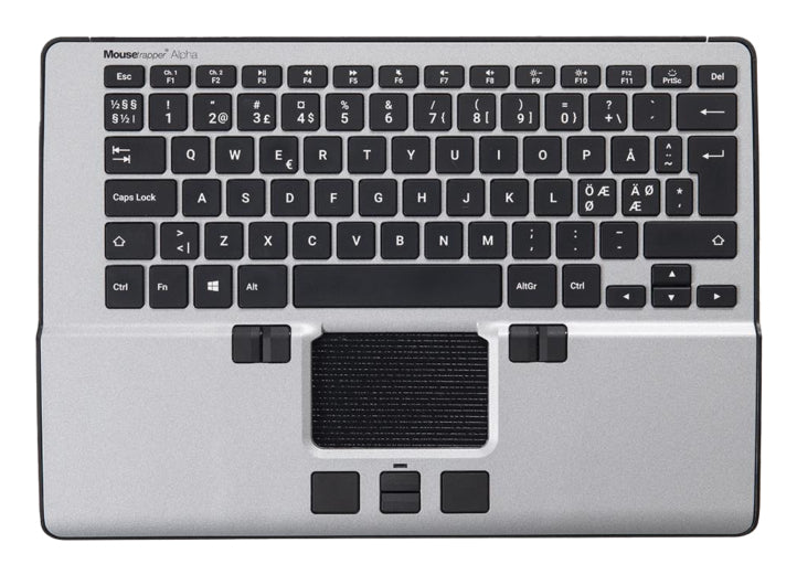 Mousetrapper Alpha tastatur Mus inkluderet Kontor USB + Bluetooth QWERTY Nordisk Sort, Sølv