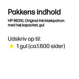 HP 963XL High Yield Yellow Original Ink Cartridge blækpatron 1 stk Højt (XL) udbytte