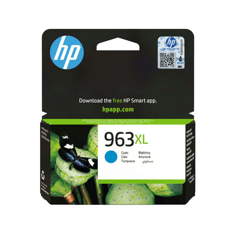 HP 963XL High Yield Cyan Original Ink Cartridge blækpatron 1 stk Højt (XL) udbytte Blå