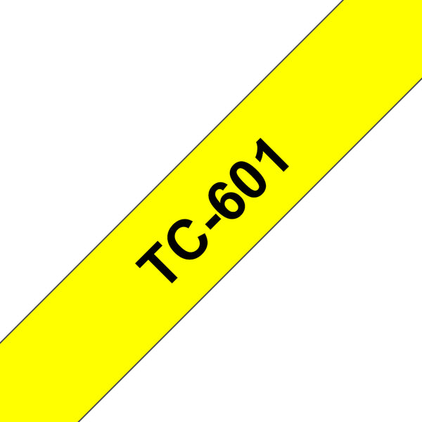 Brother TC-601 etiketbånd Sort på gul
