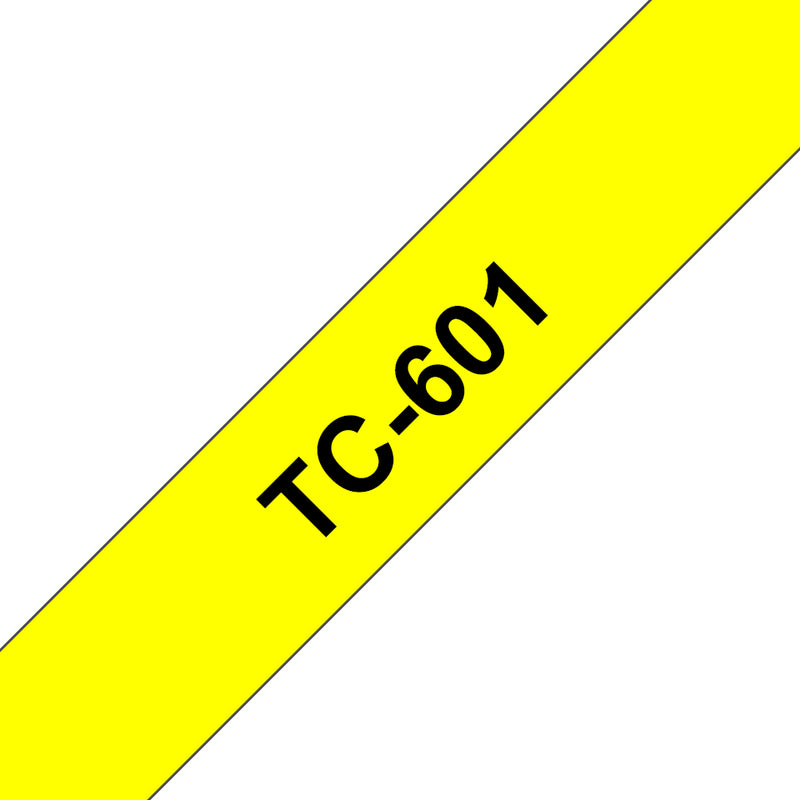 Brother TC-601 etiketbånd Sort på gul
