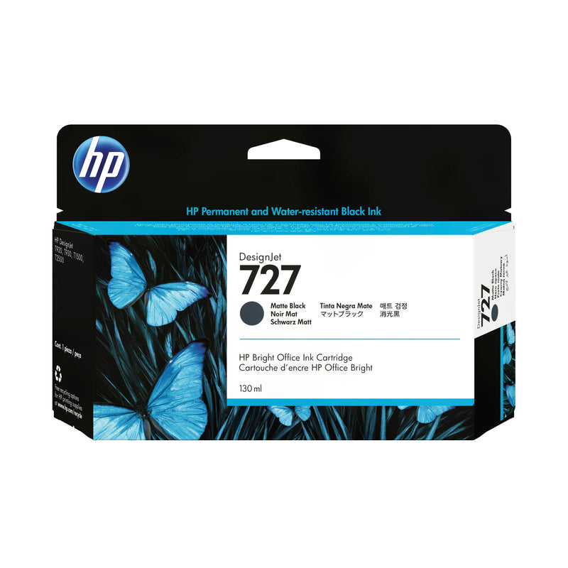 HP 727 130-ml Matte Black DesignJet Ink Cartridge printhoved Termisk inkjet