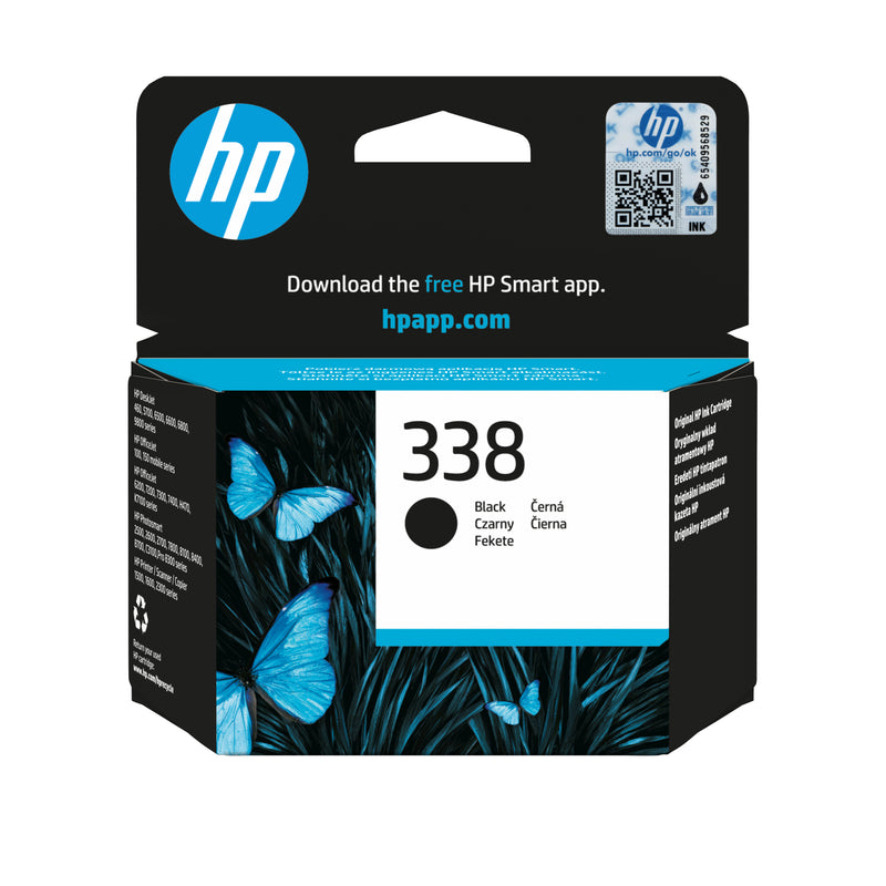 HP 338 Black Original Ink Cartridge blækpatron 1 stk Standard udbytte
