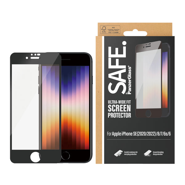 PanzerGlass SAFE. by ® Screen Protector iPhone 8 | 7 | 6 | 6s | SE (2020/2022) | Edge-to-Edge Klar skærmbeskytter Apple 1 stk