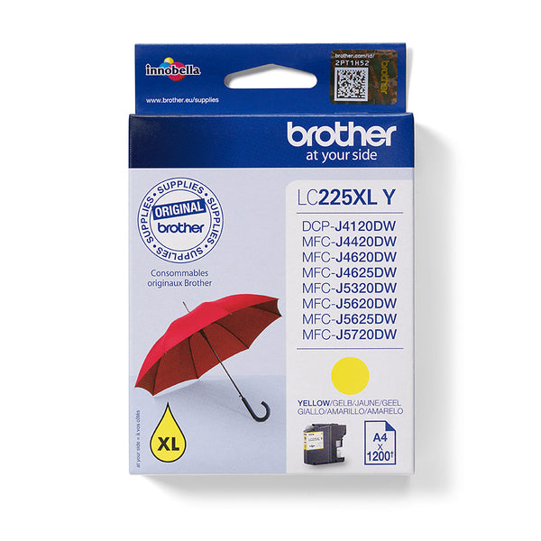 Brother LC225XLY blækpatron 1 stk Original Højt (XL) udbytte Gul
