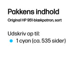 HP 951 Cyan Original Ink Cartridge blækpatron 1 stk Standard udbytte Blå