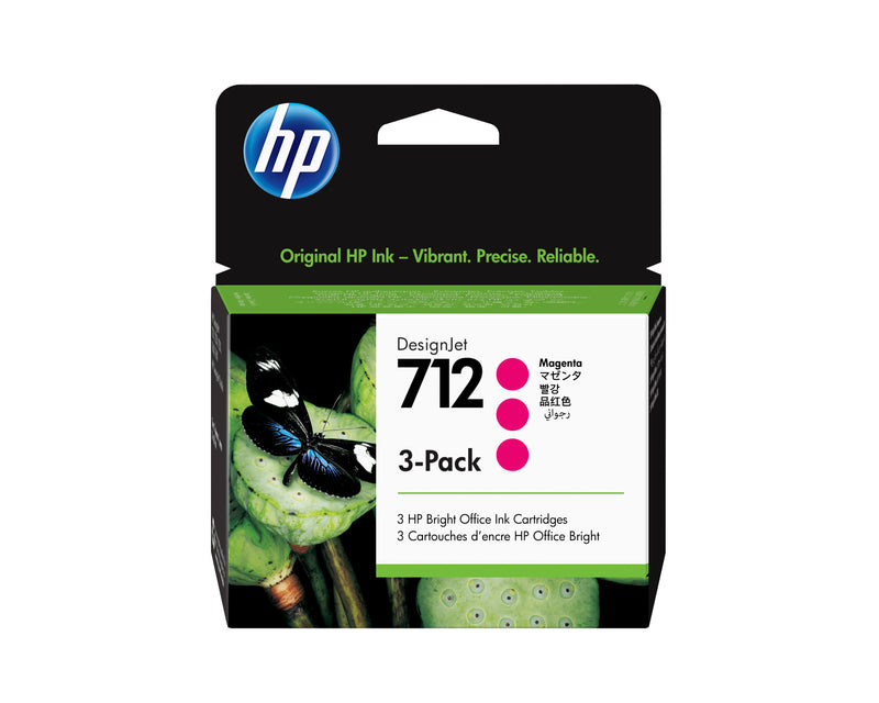 HP 712 3-pack 29-ml Magenta DesignJet Ink Cartridge printhoved Termisk inkjet
