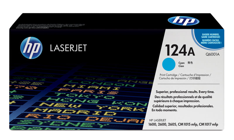 HP 124A Cyan Original LaserJet Toner Cartridge tonerpatron 1 stk Blå