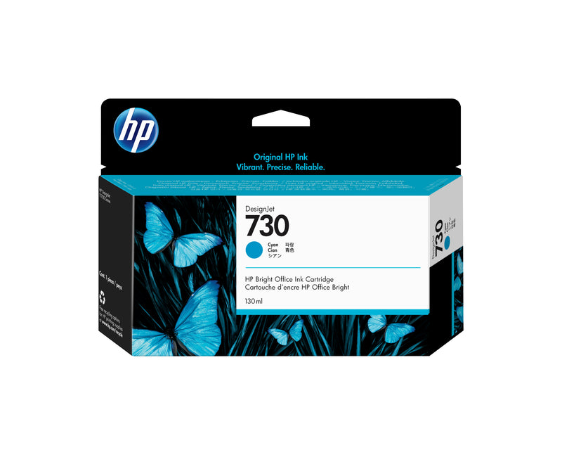 HP 730 130-ml Cyan DesignJet Ink Cartridge printhoved Termisk inkjet