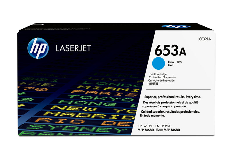 HP 653A Cyan Original LaserJet Toner Cartridge tonerpatron 1 stk Blå