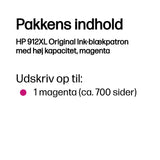 HP 912XL High Yield Magenta Original Ink Cartridge blækpatron 1 stk Højt (XL) udbytte