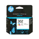 HP 302 Tri-color Original Ink Cartridge blækpatron 1 stk Standard udbytte Blå, Magenta, Gul
