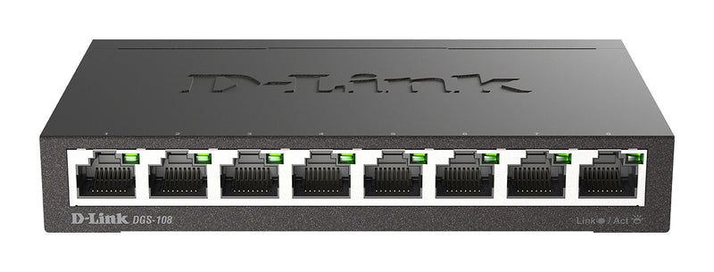 D-Link DGS-108 Ikke administreret L2 Gigabit Ethernet (10/100/1000) Sort