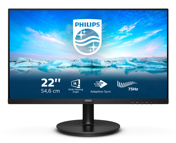 Philips V Line 222V8LA/00 computerskærm 54,6 cm (21.5") 1920 x 1080 pixel Fuld HD LCD Sort