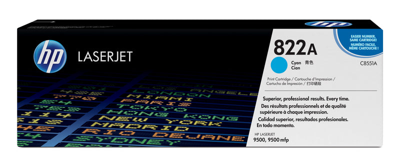 HP 822A Cyan Original LaserJet Toner Cartridge tonerpatron 1 stk Blå