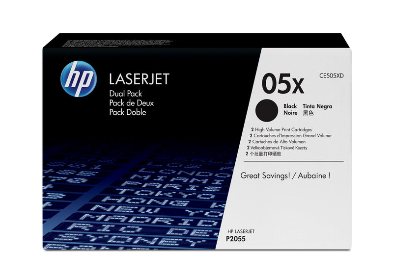 HP 05X 2-pack High Yield Black Original LaserJet Toner Cartridges tonerpatron 2 stk