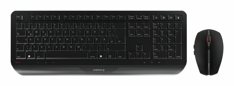 CHERRY JD-7000DE-2 tastatur Mus inkluderet Hjemme/kontor RF trådløst QWERTZ Tysk Sort