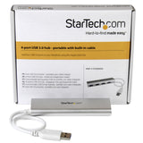 StarTech.com ST43004UA interface hub USB 3.2 Gen 1 (3.1 Gen 1) Type-A 5000 Mbit/s Sølv, Hvid