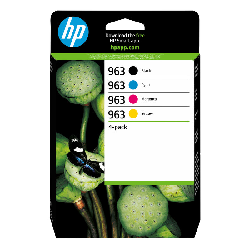 HP 963 4-Pack CMYK(4) Original Ink Cartridge Combo blækpatron 5 stk Standard udbytte Sort, Blå, Magenta, Gul