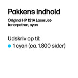 HP 131A Cyan Original LaserJet Toner Cartridge tonerpatron 1 stk Blå