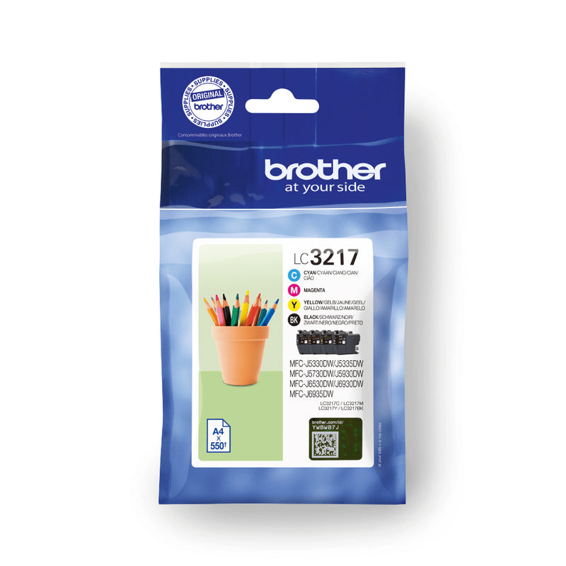Brother LC3217VALDR blækpatron 4 stk Original Sort, Blå, Magenta, Gul