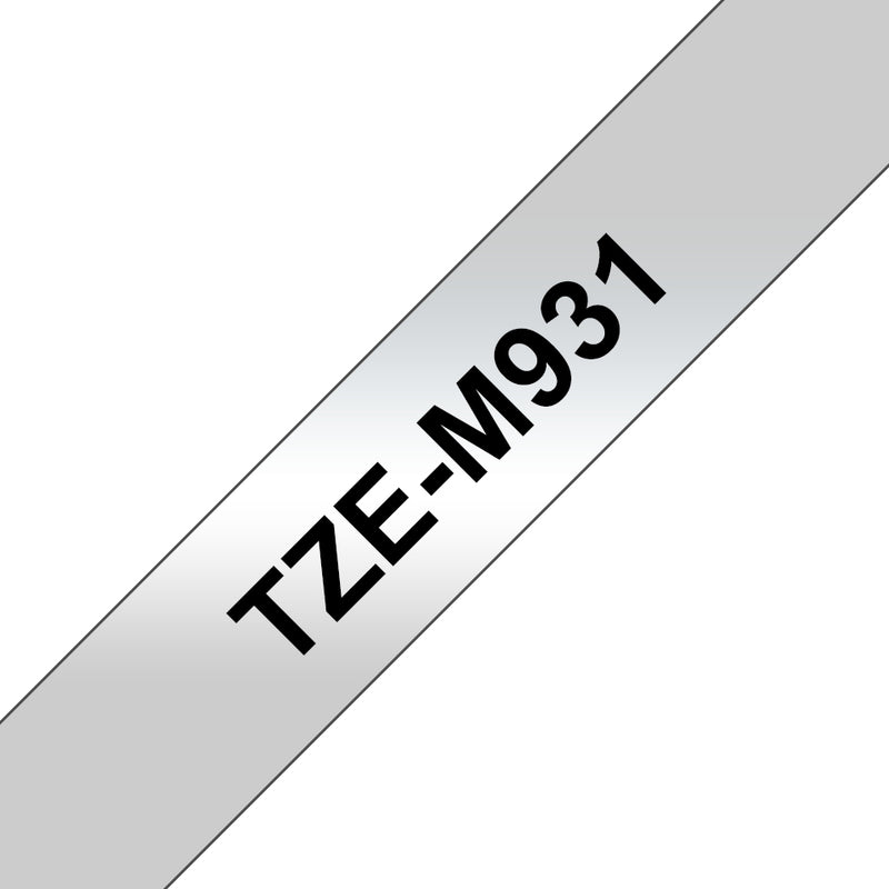 Brother TZE-M931 etiketbånd Sort på sølv