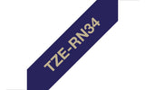 Brother TZE-RN34 etiketbånd Guld på marineblå