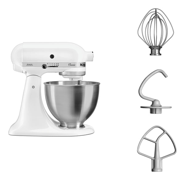 KitchenAid 5K45SSEWH Bordmixer 275 W Metallic, Hvid