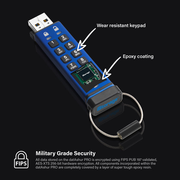 iStorage datAshur Pro USB-nøgle 16 GB USB Type-A 3.2 Gen 1 (3.1 Gen 1) Blå