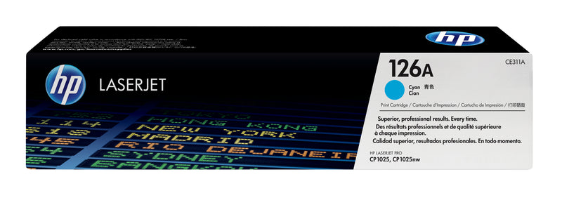 HP 126A Cyan Original LaserJet Toner Cartridge tonerpatron 1 stk Blå