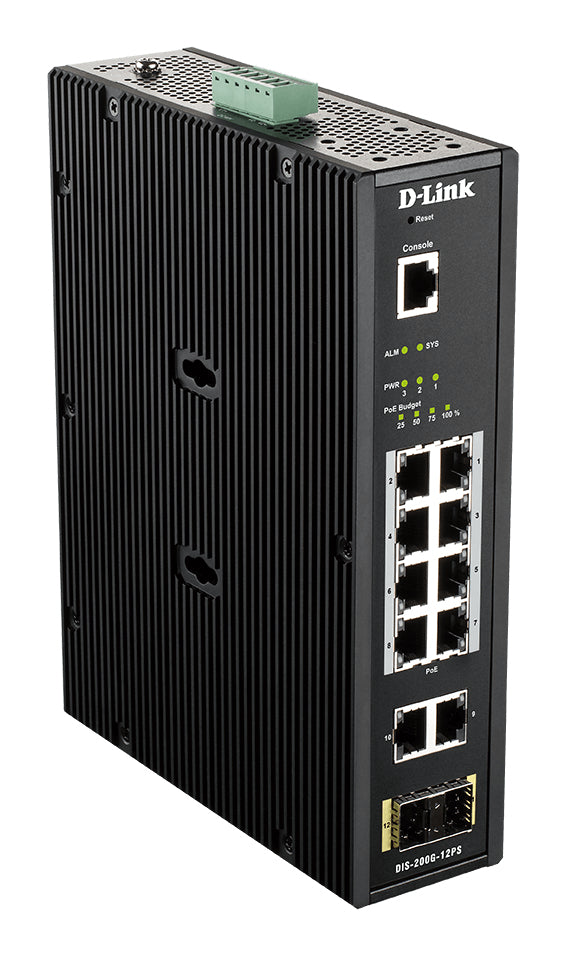 D-Link DIS-200G-12PS netværksswitch Administreret L2 Gigabit Ethernet (10/100/1000) Strøm over Ethernet (PoE) Sort