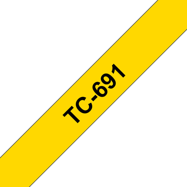 Brother TC-691 etiketbånd Sort på gul