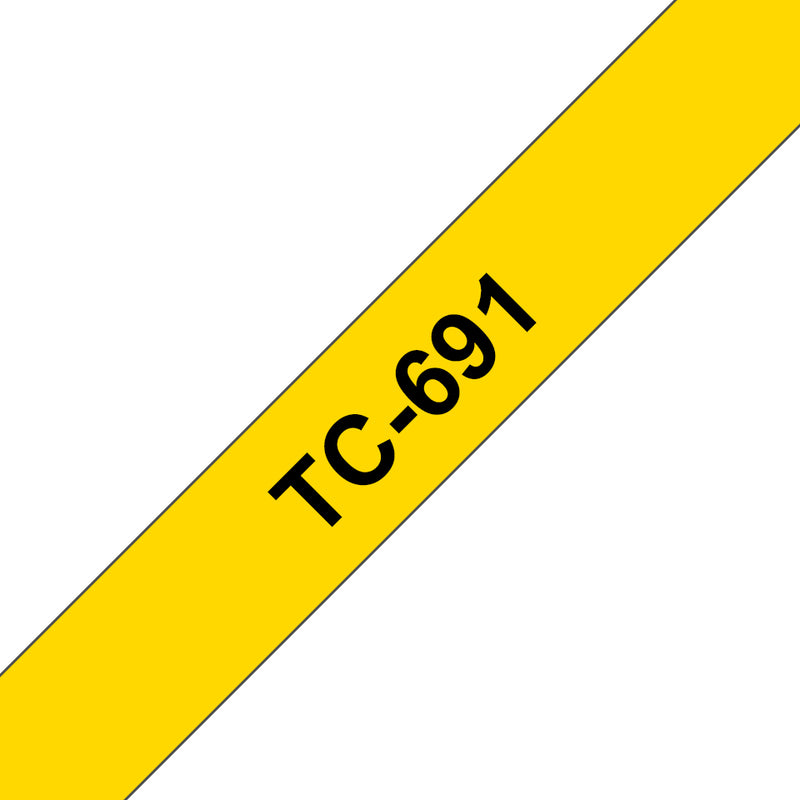 Brother TC-691 etiketbånd Sort på gul